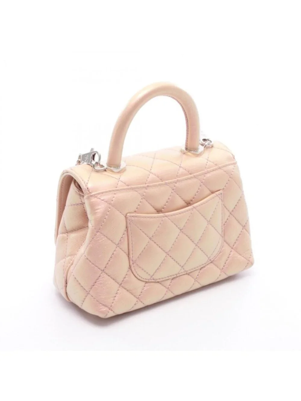Chanel Handbag Coco Handle Xxs Top Aurora 2-Way Metallic Pink Caviar Leather